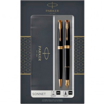 Набор PARKER SONNET LAQBLACK GT перьевая и шариковая ручки 2093371
